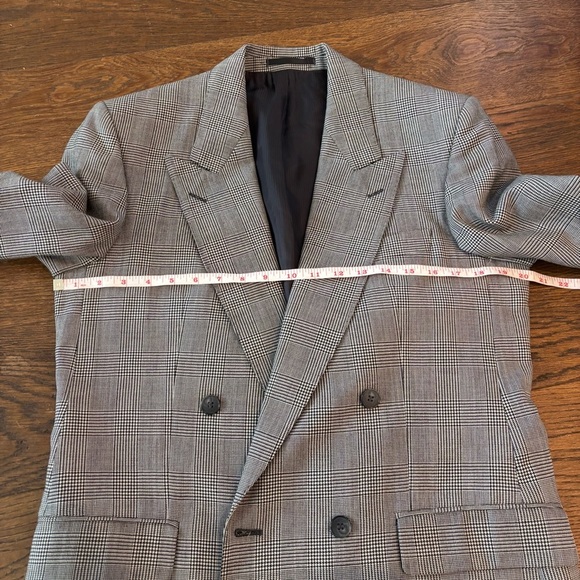 Vintage Wool Double Breasted Oversized Black Plaid Blazer - Picture 8 of 10